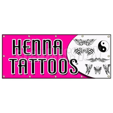 HENNA TATTOOS BANNER SIGN Natural Long Lasting Temporary Parlor Artist